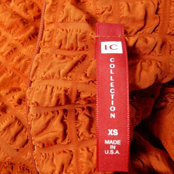 IC Collection Mock Neck Midi Dress Size XS Brick Slits Pockets Lagenlook NEW - Picture 10 of 10